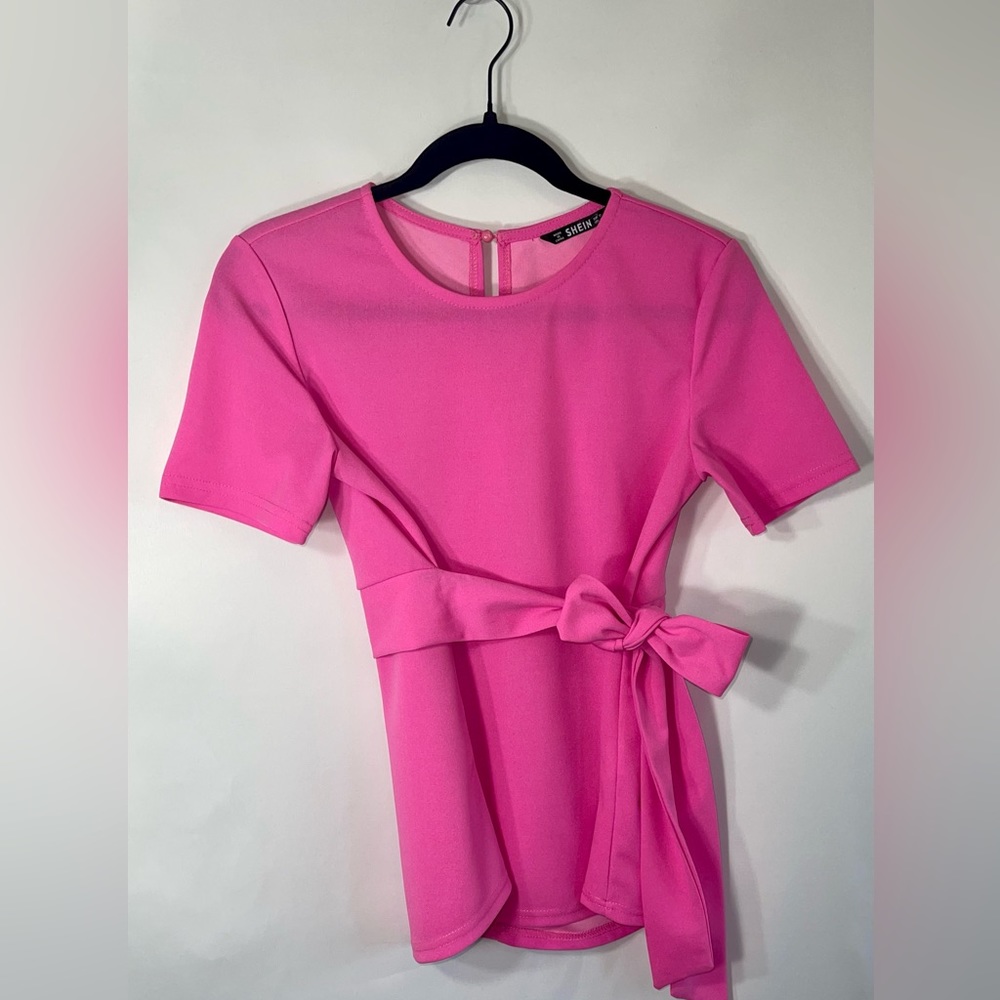 SHEIN, Magenta Flared Tie Around Blouse  size XS